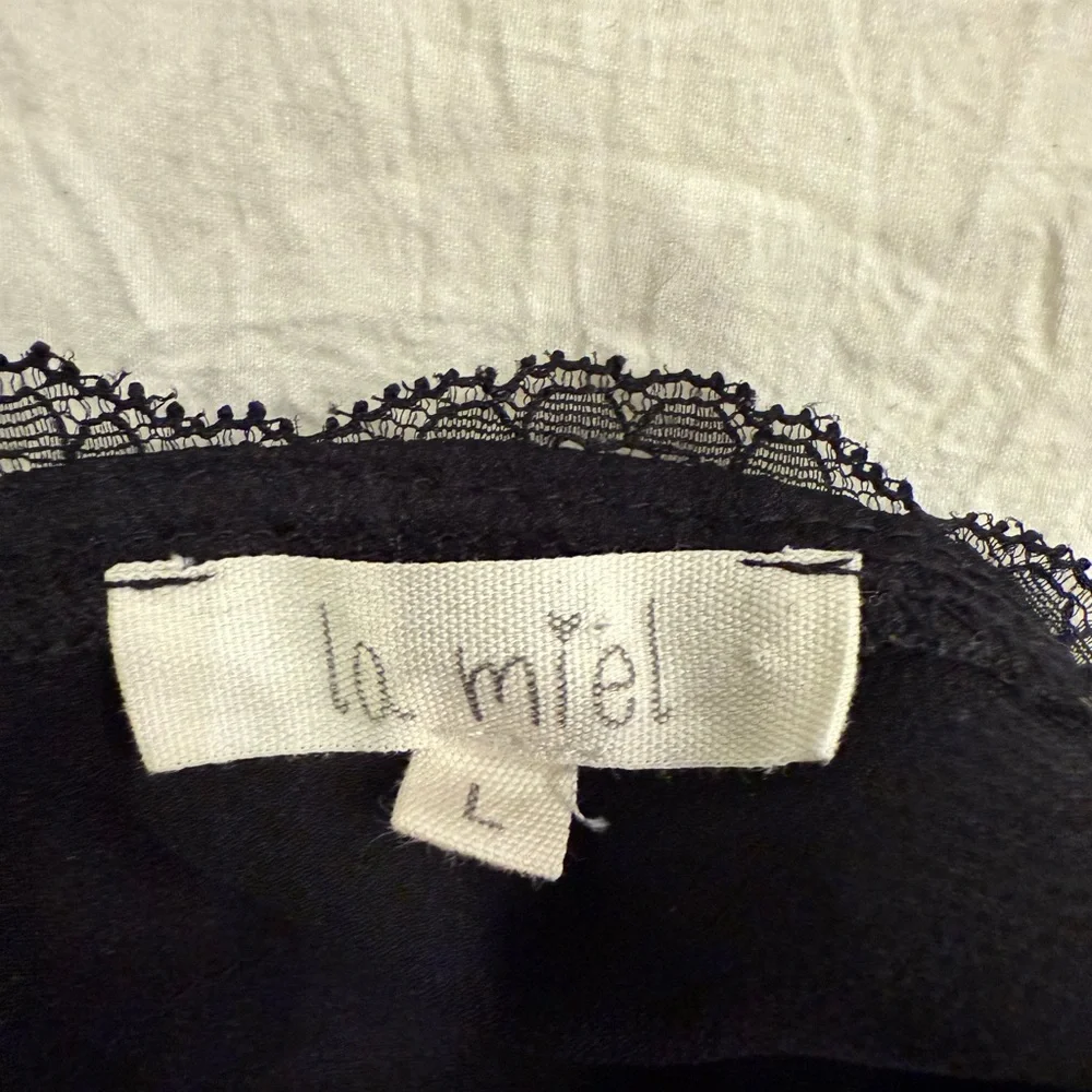 LA MIEL Black Lace Accent Top - Picture 2 of 7